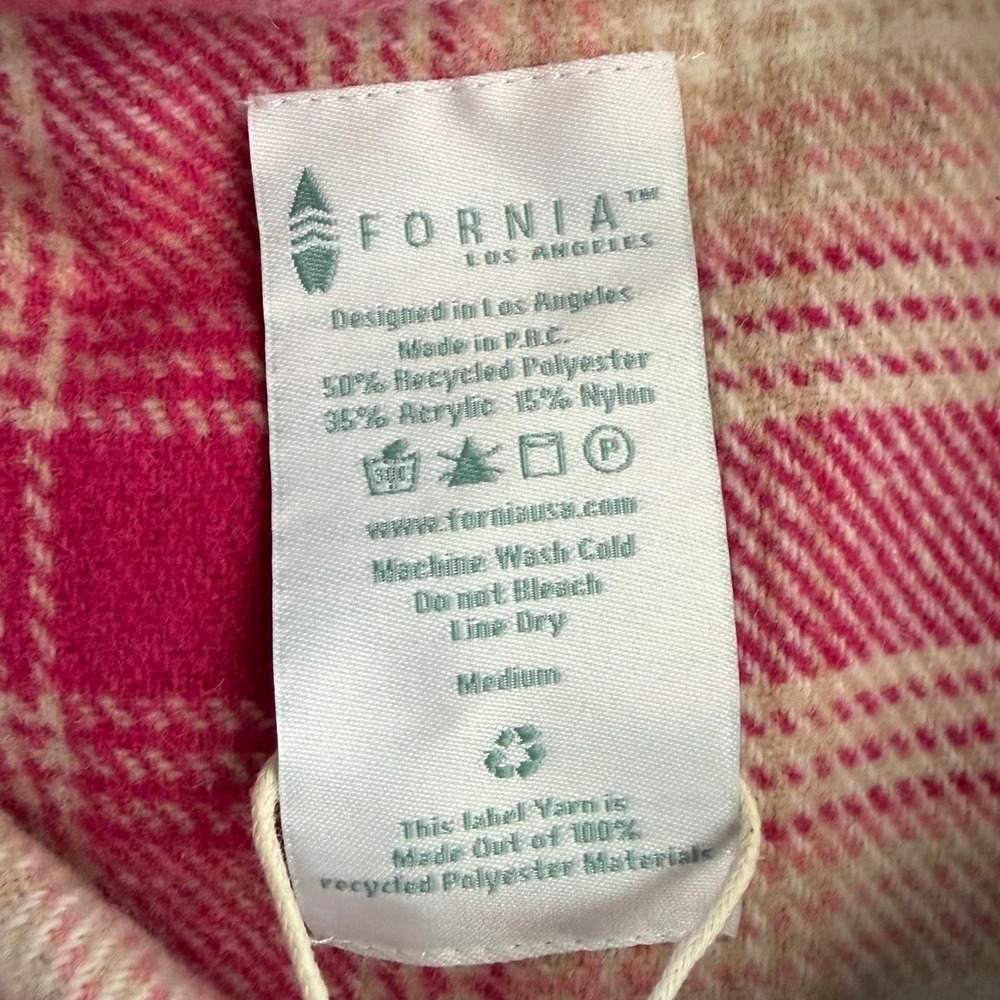 NWT Fornia Los Angeles Pink Tartan Plaid Shacket Shirt Jacket Women's Medium‎ - Picture 3 of 8